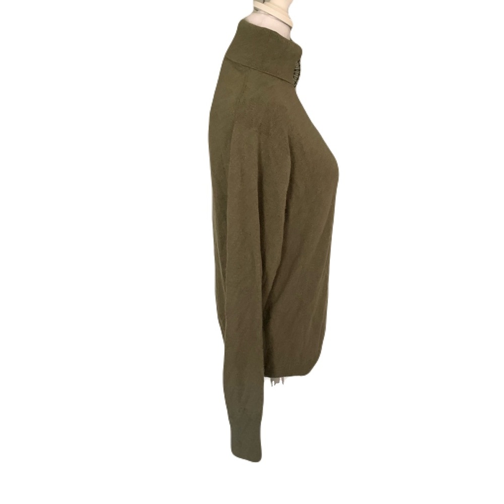 Glen Lyon Small Unisex 100% Cashmere Olive Green Turtleneck Sweater Soft Cozy - Picture 4 of 6